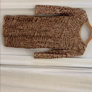 NYE Sparkly bronze lined sequins long sleeve dress